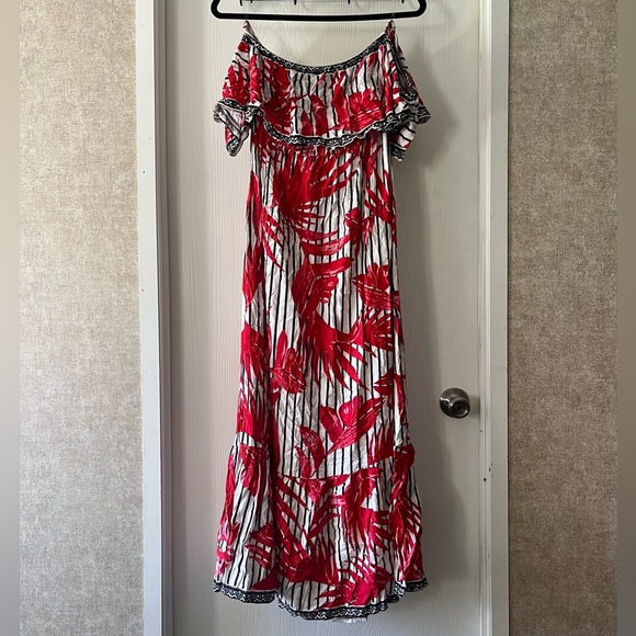 Flying Tomato Red and White Floral Maxi Dress - Picture 1 of 4